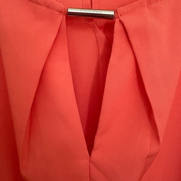 Women’s Calvin Klein Orange Sleeveless Blouse with Keyhole Detail size large - Picture 3 of 8